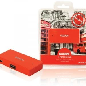 4-porttinen USB-jakaja London punainen