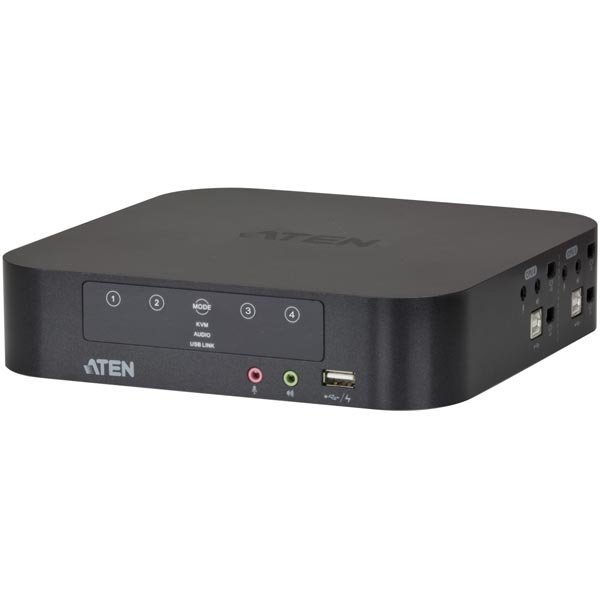 ATEN KVM-kytkin 1 konsol ohj. 4 tietok MiniDP/USB DualView musta