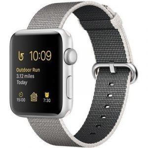 Apple Watch Series 2 38mm Silver Aluminium Pearl Woven Nylon Band Hopea