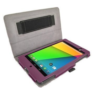 Asus Google Nexus 7 2 iGadgitz Polka Dots Leather Case Purple / White