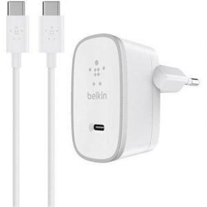 Belkin Usb-c Home Charger + Usb-c To Usb-c Cable Valkoinen