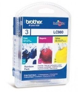 Brother DCP-145 C Inkjet Cartridge LC980RBWBPDR 3 Pack Cyan Magenta Yellow