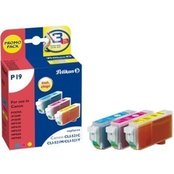 Canon Pixma IP 3600 Inkjet Cartridge Pelikan P19 Multi Pack Cyan Magenta Geel