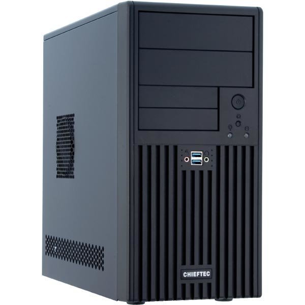 Chieftec UNI minitower jossa 350W ATX12V virtalähde 2x5 25 4x3 5" mu"