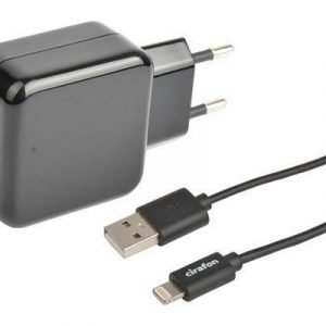 Cirafon Wall Charger 2xusb 2.4a + Cable Lightning 2m Musta