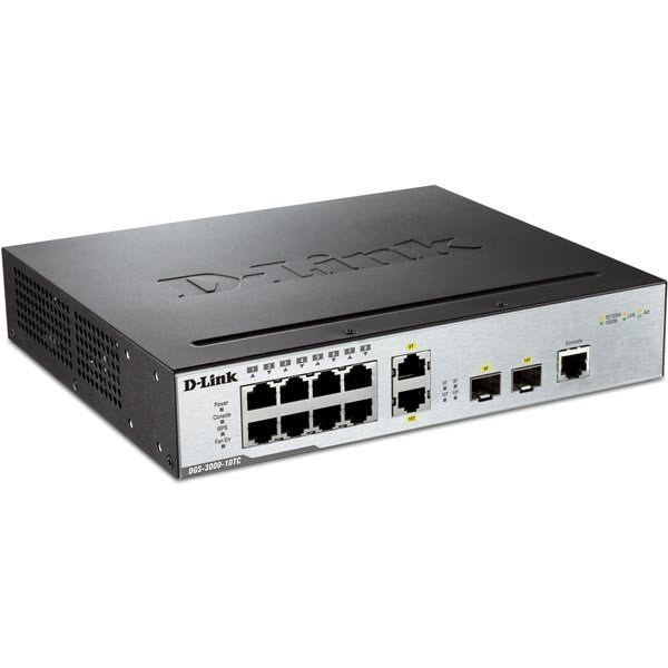 D-Link 8-portin 10/100 Layer 2 switch + 2-port Combo 1000BaseT/SFP