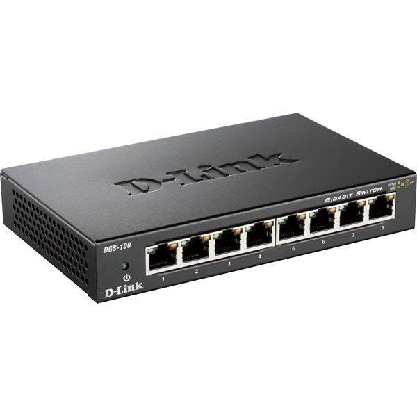 D-Link Gigabit Ethernet kytkin 8x10/100/1000Mbps metallia musta