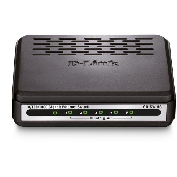 D-link 5-Port Gigabit Easy Desktop Switch kytkin 5x10/100/1000 musta