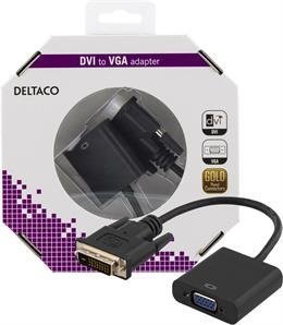 DELTACO DVI-sovitin DVI-D Dual-VGA 24+1-pin ur-15-pin na musta