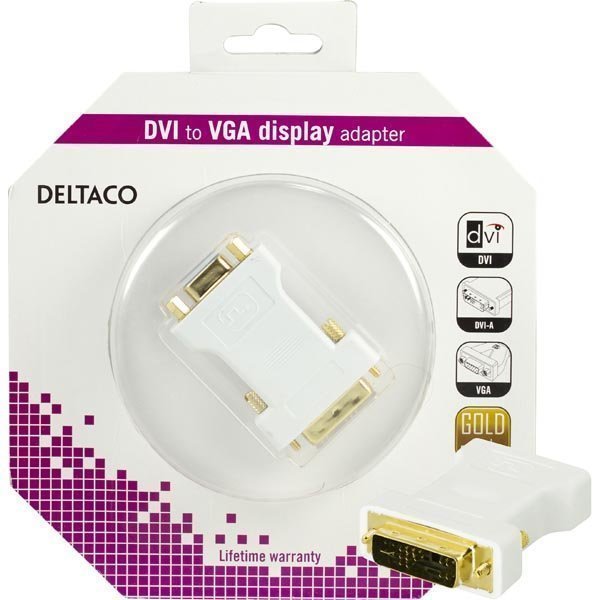 DELTACO DVI-sovitin analoginen DVI - analoginen VGA u-n valkoinen