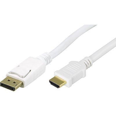 DELTACO DisplayPort - HDMI monitorikaapeli ääni 3m valk