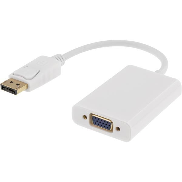 DELTACO DisplayPort - VGA-sovitin jossa ääni 0 25m valk