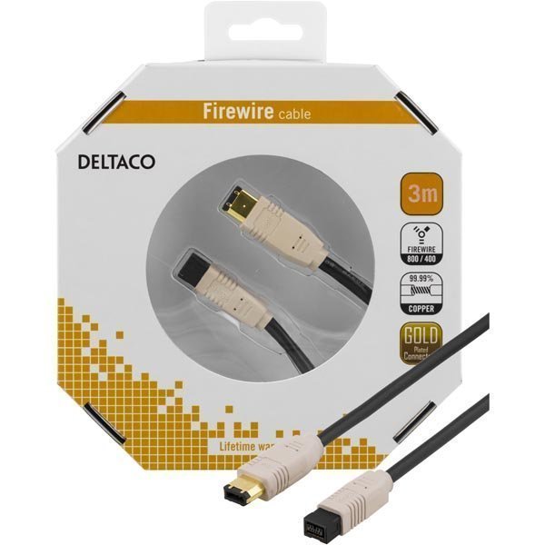 DELTACO Firewire 800 -kaapeli 9-pin u - 6-pin u 3m