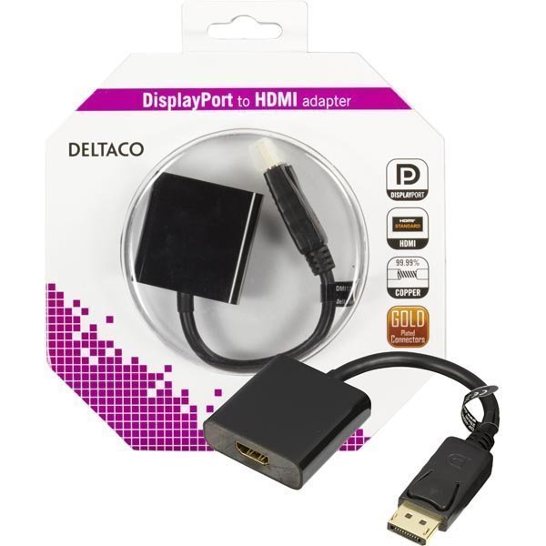 DELTACO HDMI-kabel 19-pin ur-micro 19-pin ur musta 1m