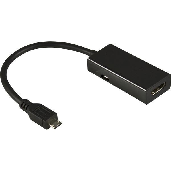 DELTACO MHL-sovitin USB tyyppi Micro B ur - HDMI19-pin na 0 2m musta