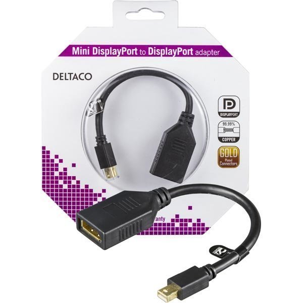 DELTACO Mini DisplayPort ur -l DisplayPort na 0 15m musta