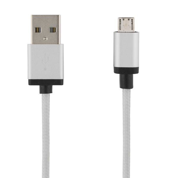 DELTACO PRIME USB-synk-/latauskaapeli USB Micro B 1m hopea