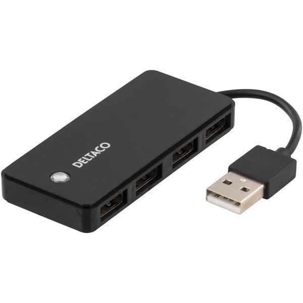 DELTACO USB 2.0 hubi 4xTyyppi A naaras musta