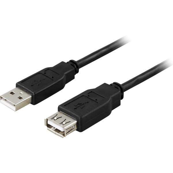 DELTACO USB 2.0 kaapeli Tyyppi A ur kulma - Typyip A na 0 2m musta