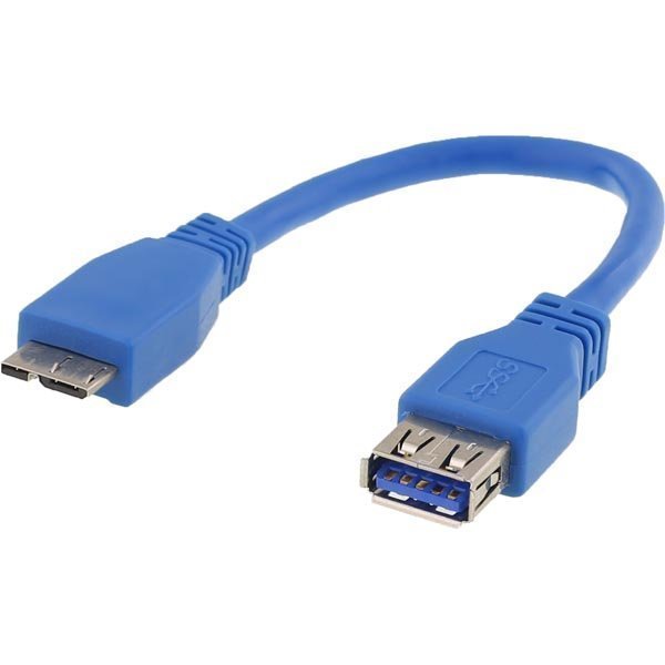 DELTACO USB 3.0 sovitin Micro B ur - A na 0 1m sininen