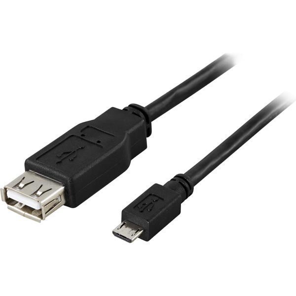 DELTACO USB-sovitin A-tyyppi naaras - Micro B tyyppi uros 0 2m musta