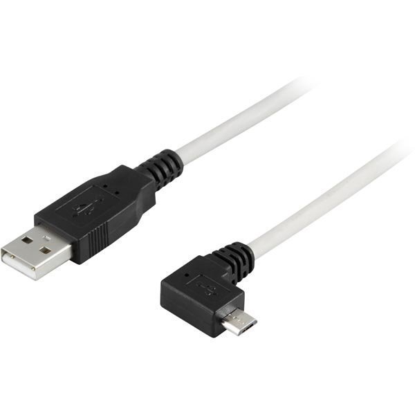 DELTACO USB2.0 Au -kulma oikealle Bu 5-pin lataus/tiedonsiirto