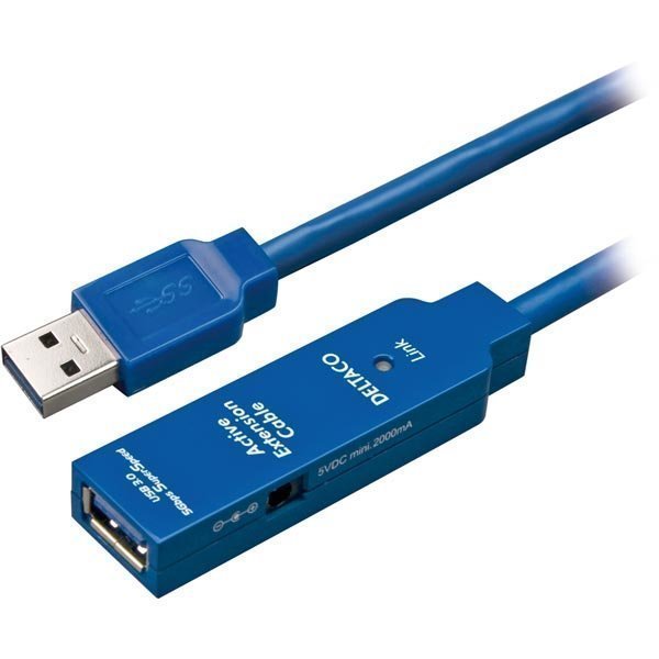 DELTACO aktiivinen USB 3.0-jatkokaapeli Typ A ur - na 2m sininen