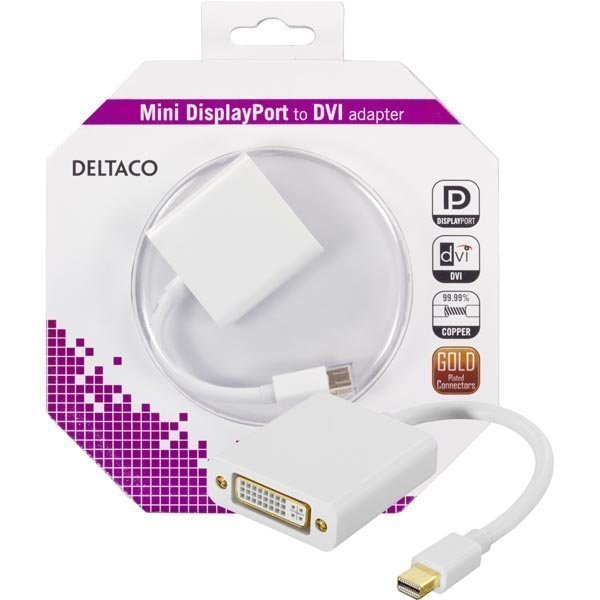 DELTACO mini DisplayPort - DVI-D Single Link sovitin 0 2m valk