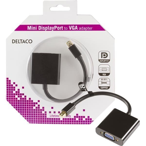 DELTACO mini DisplayPort - VGA-sovitin 20-pin ur - 15-pin na 0 2m m