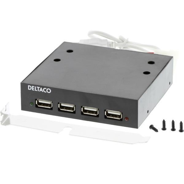 DELTACO sis. 3 5 4-portin USB 2.0 hubi musta"