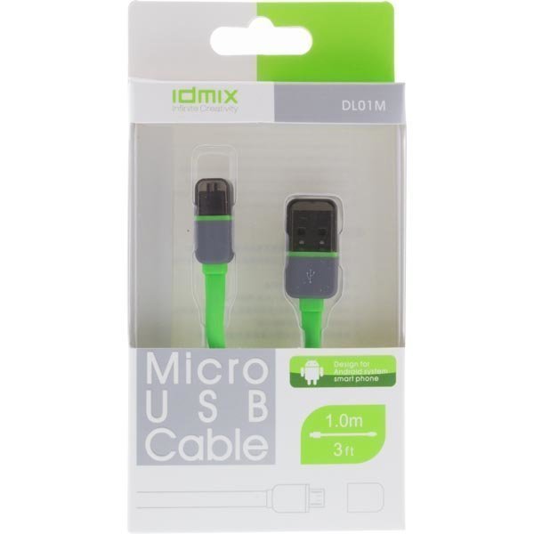 DL01-LGY-WT - USB 2.0 kaapeli A uros - Micro B naaras 1m vihreä