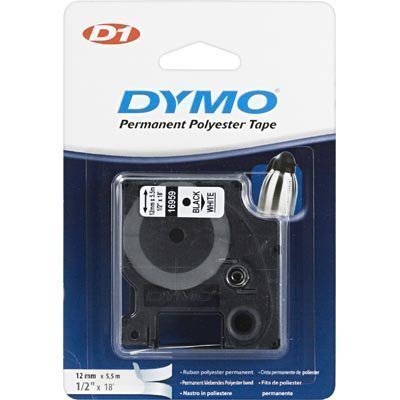 DYMO D1 merkkausteippi 12 mm valk/musta teksti 5 5 m