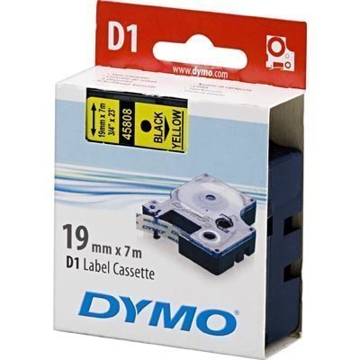 DYMO D1 merkkausteippi 19 mm keltainen/musta teksti 7 m