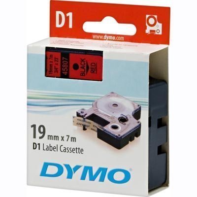 DYMO D1 merkkausteippi 19 mm punainen teippi/musta teksti 7 m