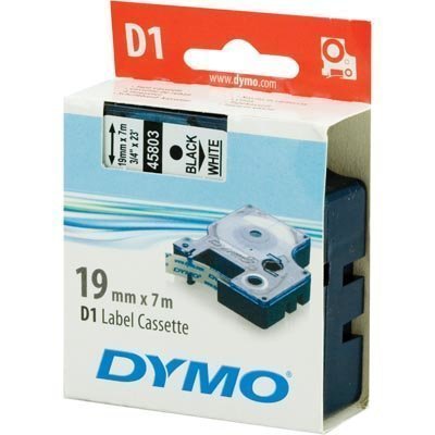 DYMO D1 merkkausteippi 19mm valk/musta teksti 7m