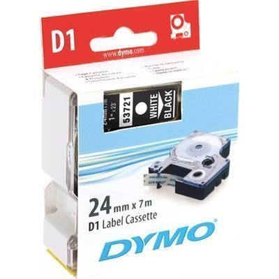 DYMO D1 merkkausteippi 24 mm musta teippi/valk teksti 7 m