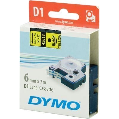 DYMO D1 merkkausteippi 6mm keltainen/musta teksti 7m