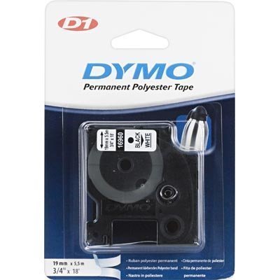 DYMO D1 merkkausteippi perm.polyester 19 mm valk/musta teksti 5 5 m