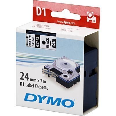 DYMO D1 merkkausteippi standardi 24mm valkoinen 7m rulla