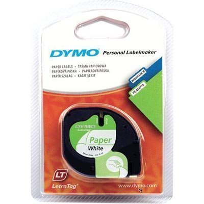 DYMO LetraTAG paperiteippi 12mm 4m valkoinen