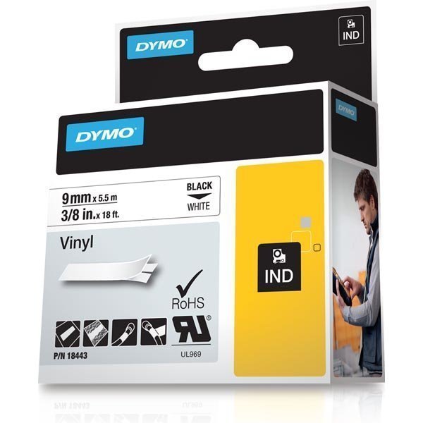 DYMO Rhino Professional pysyvä merkkausteippi vinyylitarra 9mm