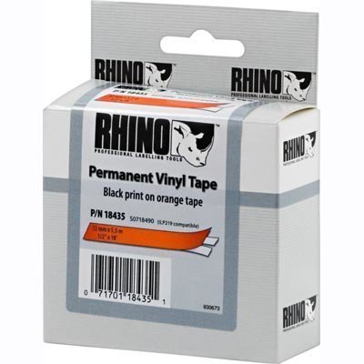 DYMO RhinoPRO merkkausteippi vinyyli 12 mm oranssi teippi/musta 5 5m