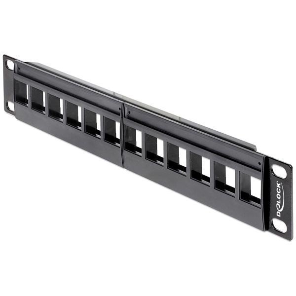 DeLOCK 10 Keystone Patch Panel 12xKeystone liittimelle 1U musta"