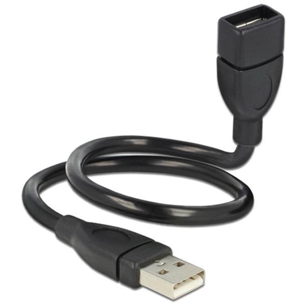 DeLOCK 83498 muotoiltava USB-kaapeli USB Tyyppi A uros USB Tyyppiin A naaras 0 35m musta