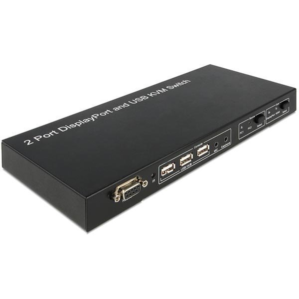 DeLOCK DisplayPort KVM-kytkin 2 koneelle USB kaukosäädin ääni