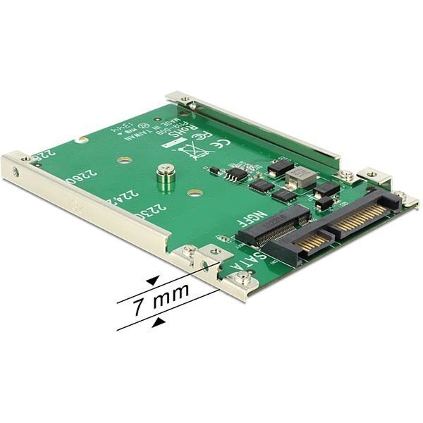 DeLOCK M.2 SSD sovitin M.2 - SATA 22-pin 1x2 5 paikka 7mm korkea"