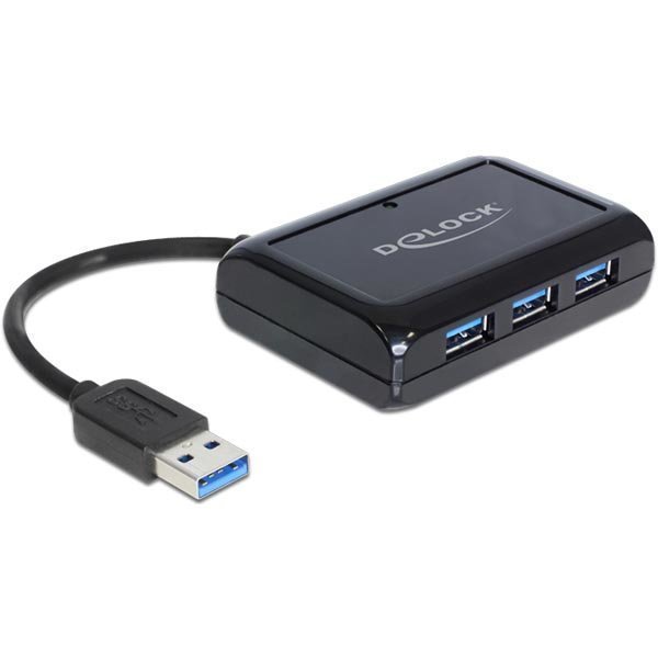 DeLOCK USB 3.0 Hub+Gigabit LAN 3-port. USB 3.0 hubi jossa Ethernet m