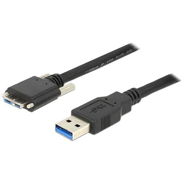 DeLOCK USB 3.0 kaapeli A ur - Micro B ur ruuveilla 2m musta