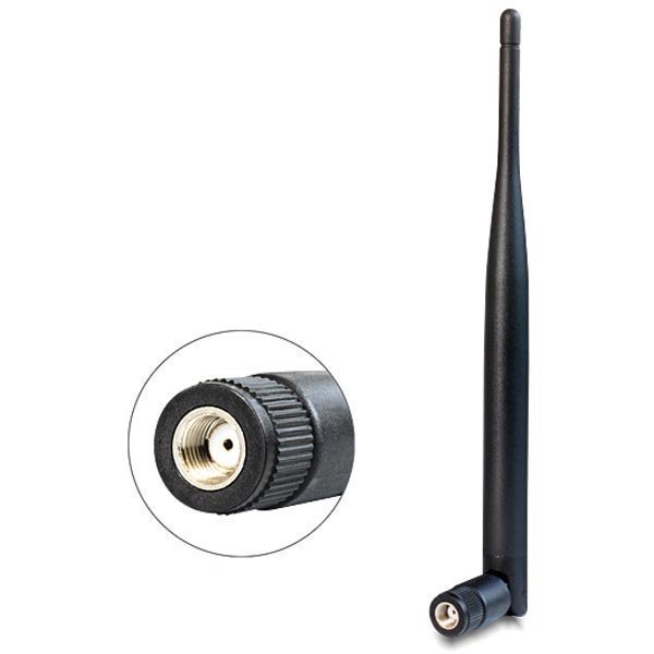 DeLOCK WLAN antenni RP-SMA ur 5dBi 2 4GHz ympärisät. 50 Ohm mus