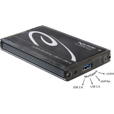 DeLOCK ulkoinen kotelo 1x2 5 SATA-HDD USB3/eSATA/eSATAp musta"